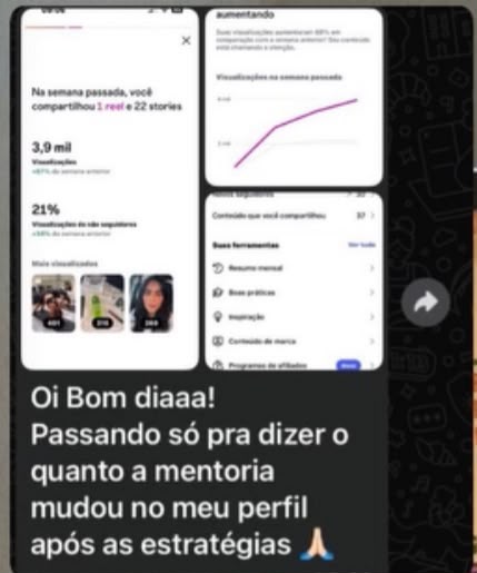 Print do Instagram de Maiara após as estratégias da mentoria