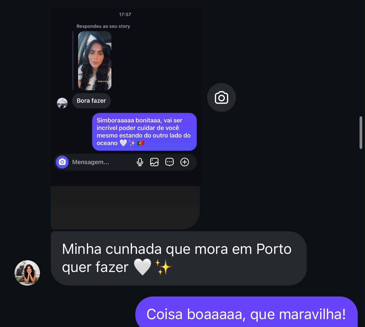 Conversa sobre uma aluna em Portugal